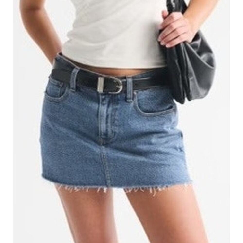 Abercrombie & Fitch Mid Rise Denim Mini Skirt Size 25 Blue Y2K Summer Festival - Picture 7 of 7